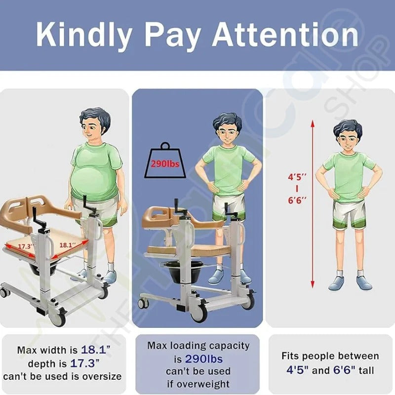 SS Hydraulic Patient Transfer Chair Lift Multifunctional Wheelchair