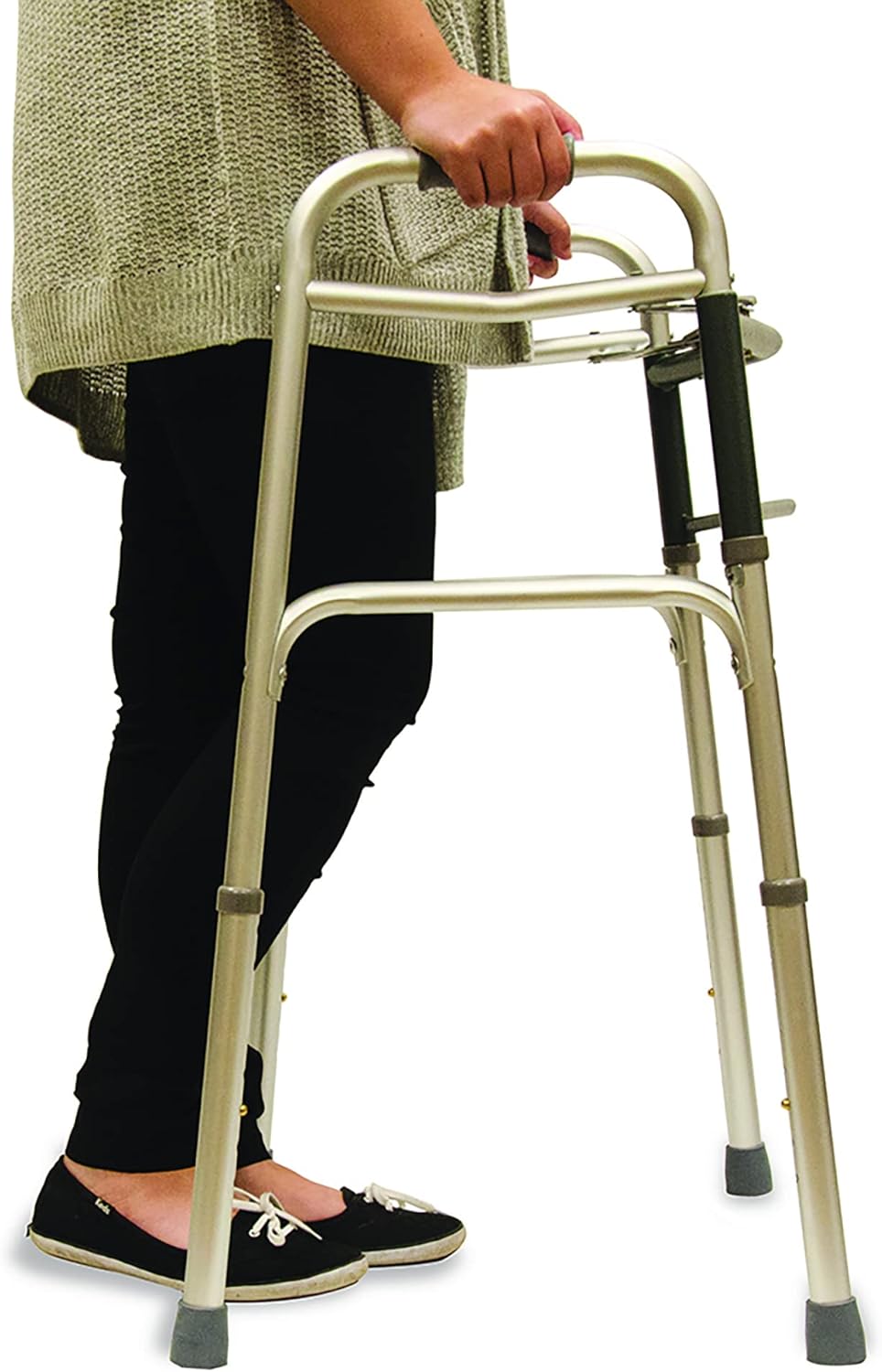 KY 965-L Aluminum Folding Walker – Lightweight, Height Adjustable, Portable Mobility Aid