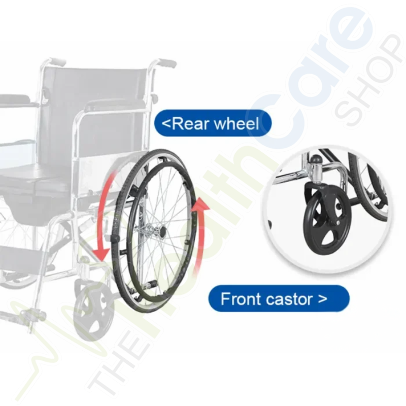 Wheelchair 608 – Commode, Foldable & Comfortable Mobility Aid
