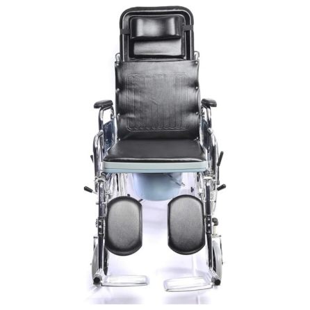 KY - 609 GC Reclining Wheelchair With Commode - MS Chrome-Plated Folding Wheelchair – Durable, Foldable & Comfortable