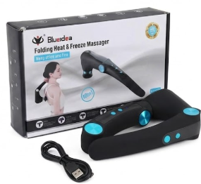 Blueidea 10-in-1 Folding Heat & Freeze Massager | Song of Ice and Fire Percussion Massage Gun with Foldable Handle, Hot & Cold Therapy, and 9 Interchangeable Heads