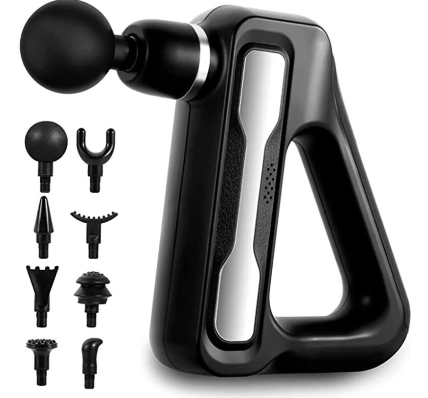 Blueidea BLD-888 Triangle Fascial Gun with 32 Speed Levels, LCD Touch Display, and 8 Pro Massage Heads for Deep Muscle Recovery
