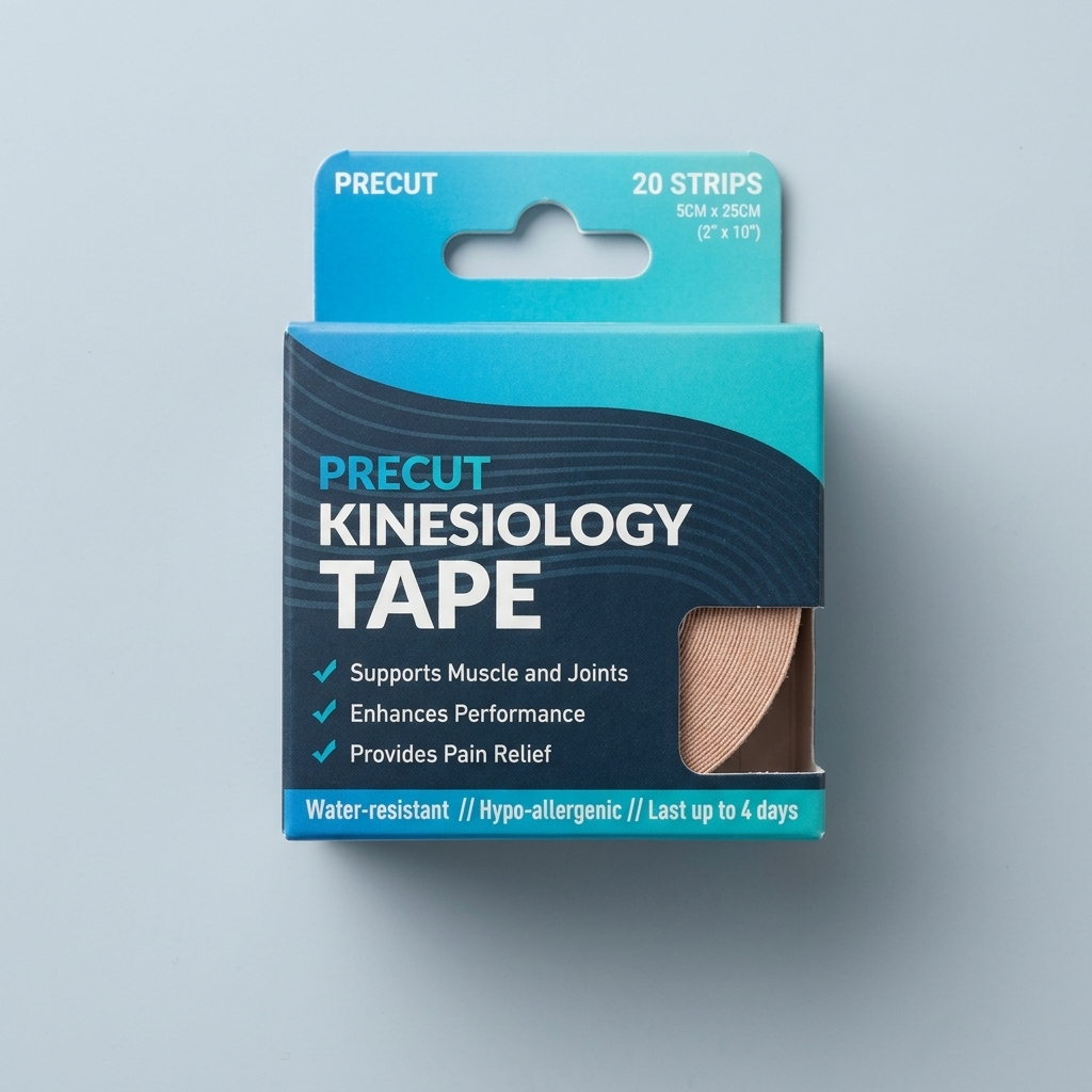 Precut Kinesiology Tape | 20 Precut Strips for Muscle & Joint Support | Water-Resistant Sports Therapy Tape