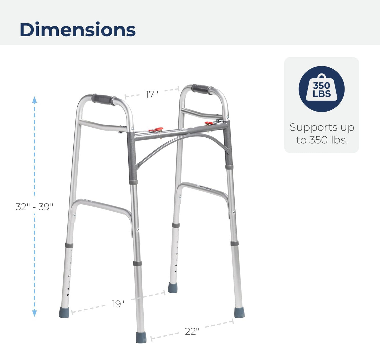 Walker 965-L Double Button – Foldable & Height Adjustable Mobility Aid