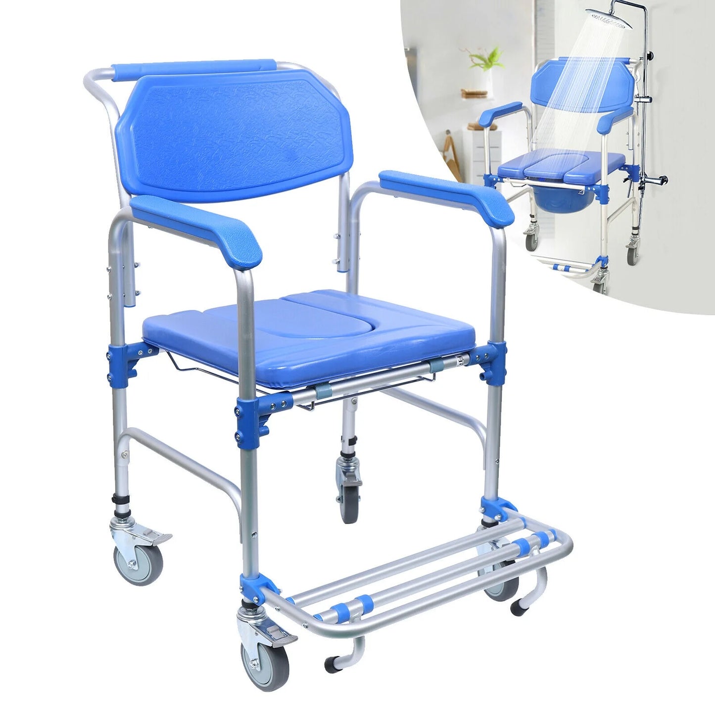 Aluminum Shower Commode Wheelchair