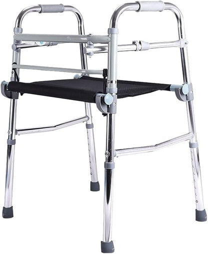 Multifunctional Walker with Seat – Height Adjustable, Lightweight Aluminium Mobility Aid for Seniors
