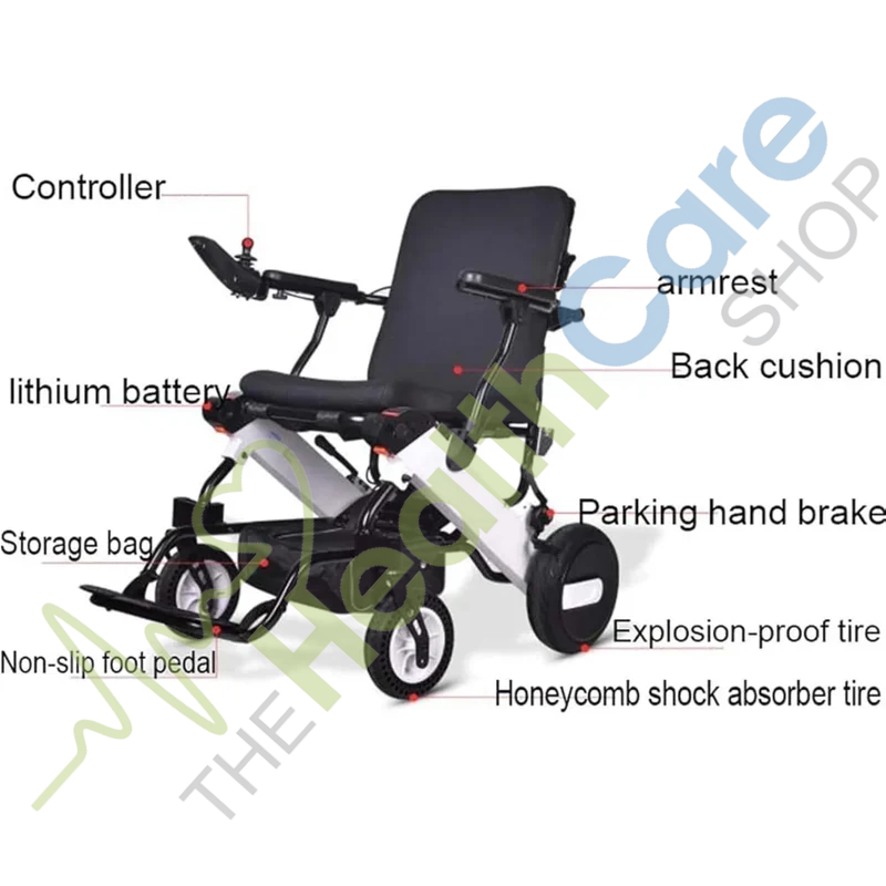 Electric Wheelchair – Foldable | Sturdy Lightweight Frame | Joystick Control |Model DY-105-LA