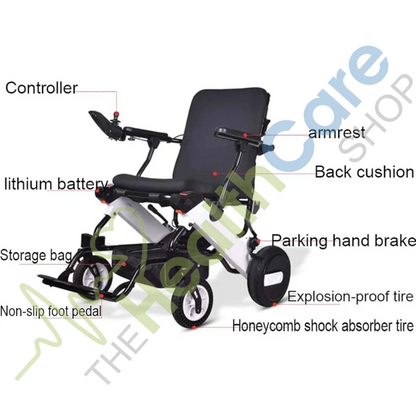 Electric Wheelchair – Foldable | Sturdy Lightweight Frame | Joystick Control |Model DY-105-LA