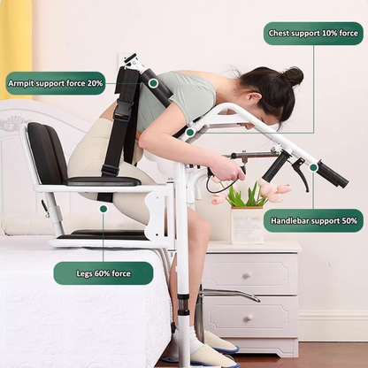 Hydraulic Patient Lift Transfer Chair – Height Adjustable Sit-to-Stand Wheelchair with Soft Back and Seat (300lb Capacity)
