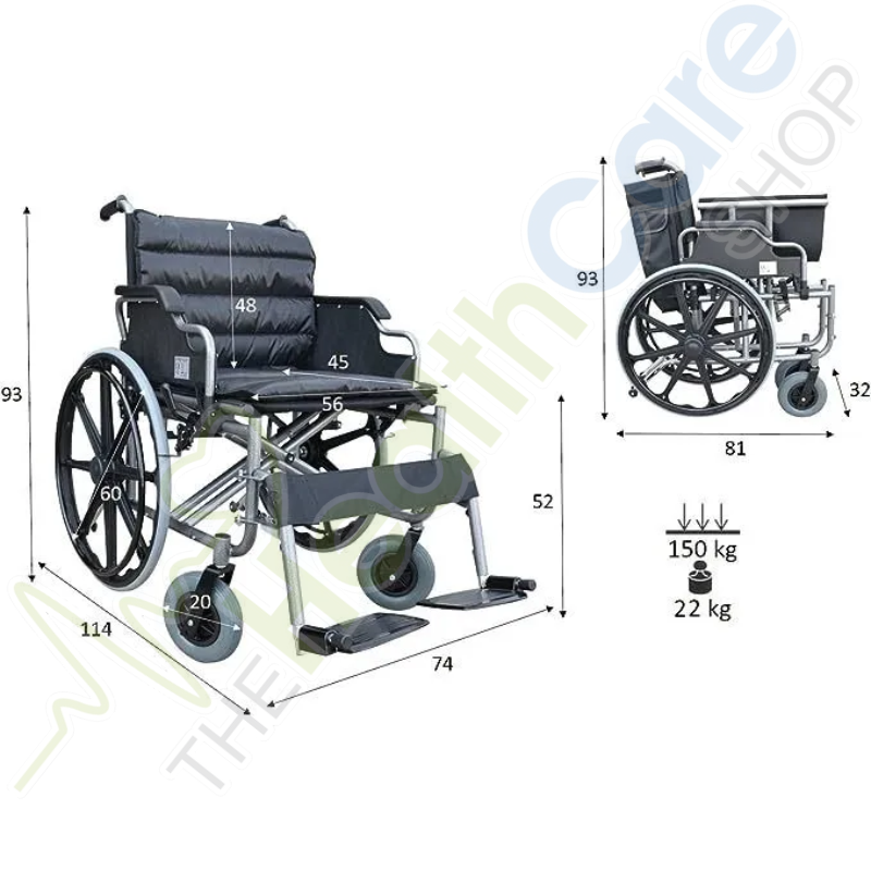 Wheelchair KY951B-56 – Heavy-Duty, Extra-Wide Seat & Comfortable Mobility Aid