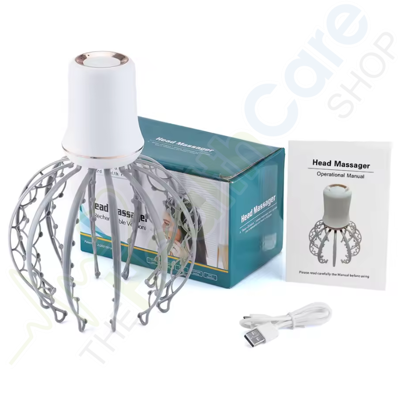 Electric Octopus Head Massager – Vibration Massage with 3 Modes, Detachable 12 Claws for Scalp & Migraine Relief