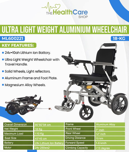 Ultra Light Weight Aluminium Electric Wheelchair – ML600221
