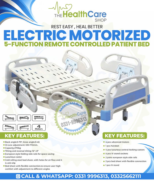 Electric Motorized 5-Function Patient Bed
