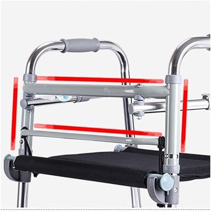 Multifunctional Walker with Seat – Height Adjustable, Lightweight Aluminium Mobility Aid for Seniors