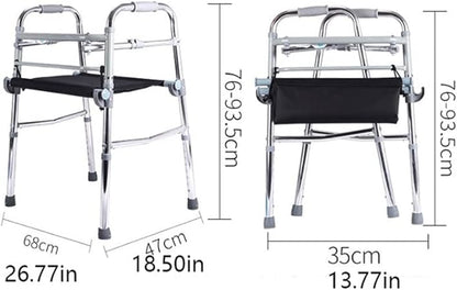 Multifunctional Walker with Seat – Height Adjustable, Lightweight Aluminium Mobility Aid for Seniors