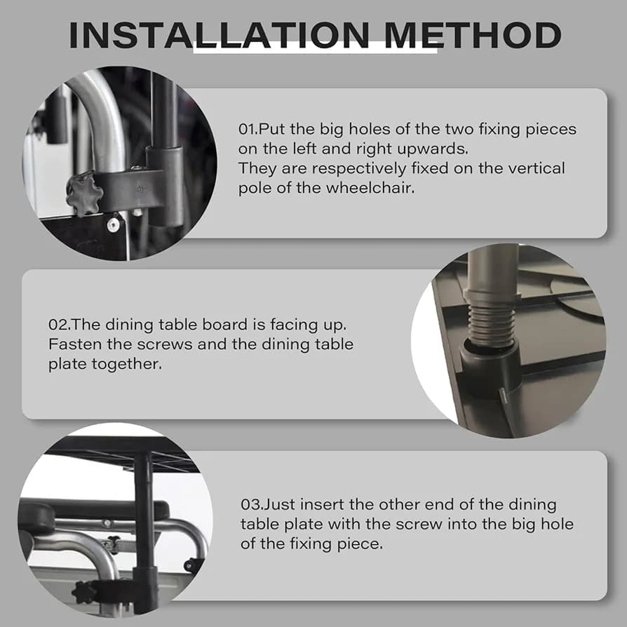 Adjustable Wheelchair Table – Portable & Height Adjustable Tray for Dining, Reading, and Laptop Use