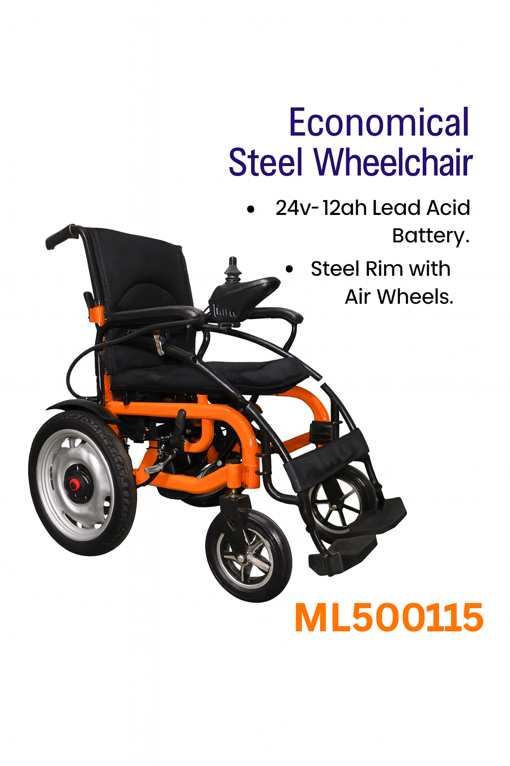 Mediline ML500115 – Economical Steel Electric Wheelchair