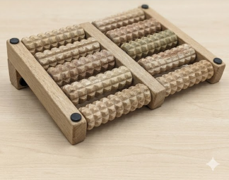 Dual Wooden Foot Massager Roller – Premium Acupressure Foot Roller for Plantar Fasciitis, Stress Relief, and Reflexology Blood Circulation Massage