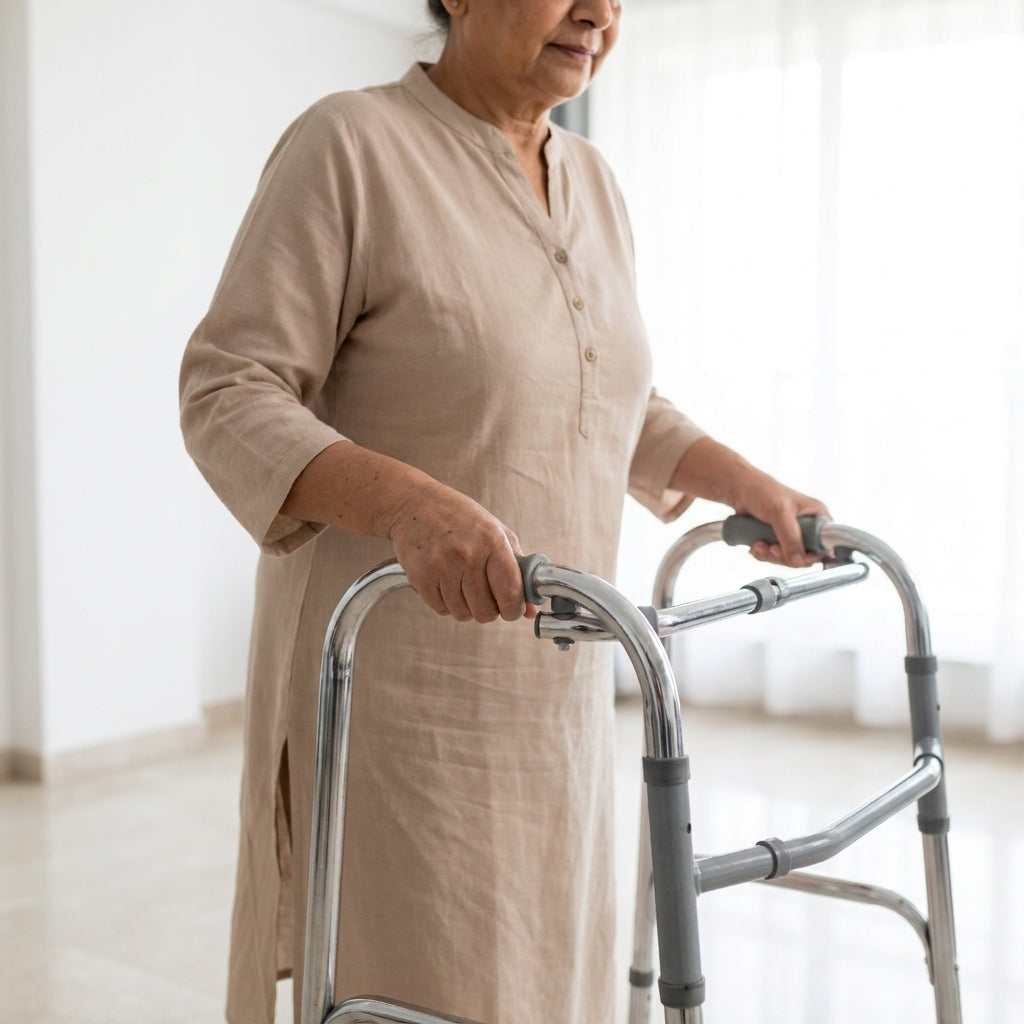 Folding Walker for Adults with 4 Wheels – Lightweight & Adjustable Mobility Aid