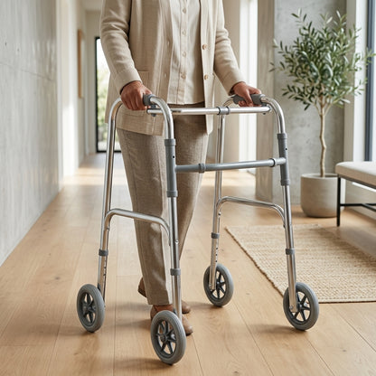 Folding Walker for Adults with 4 Wheels – Lightweight & Adjustable Mobility Aid