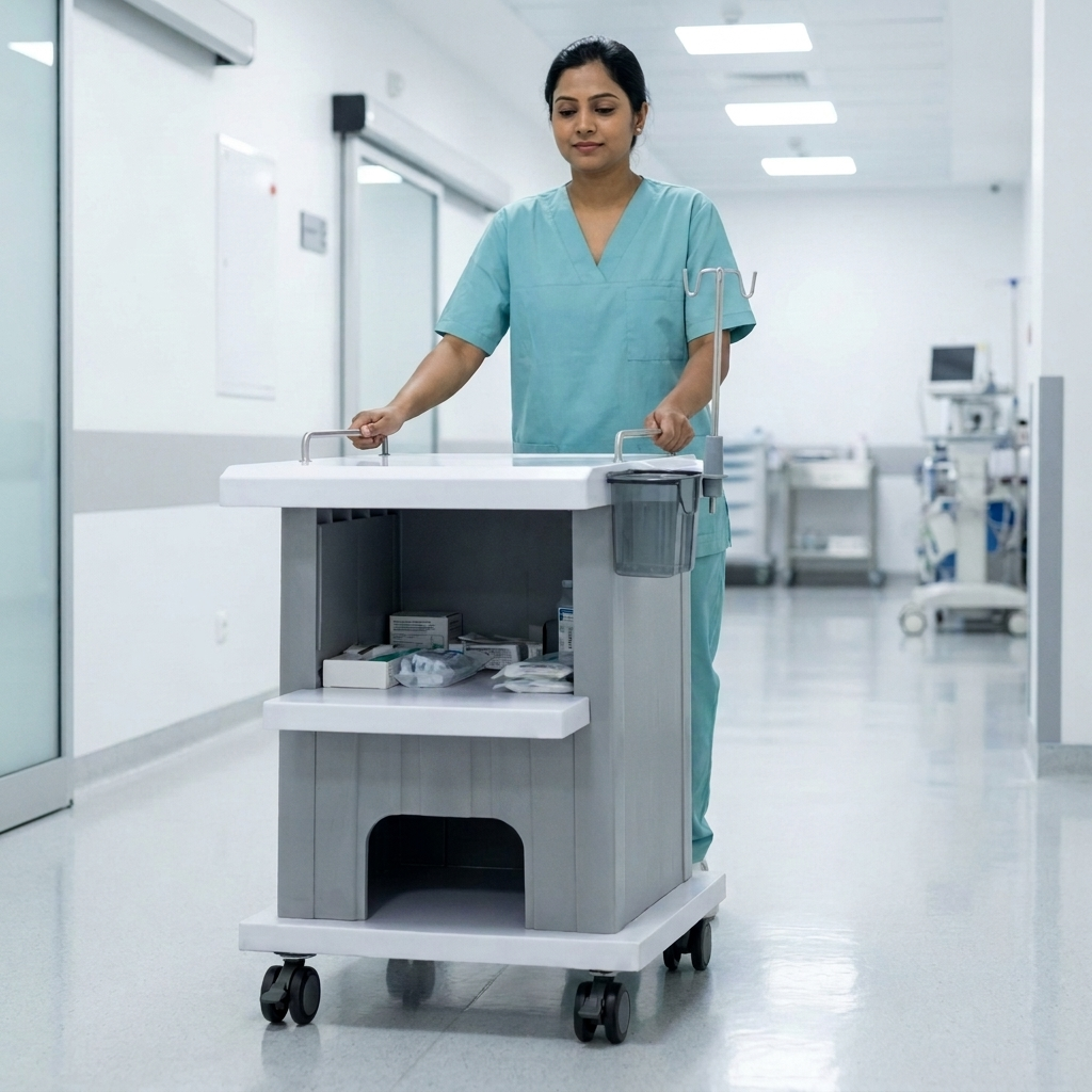Ultrasound Trolley with IV Pole