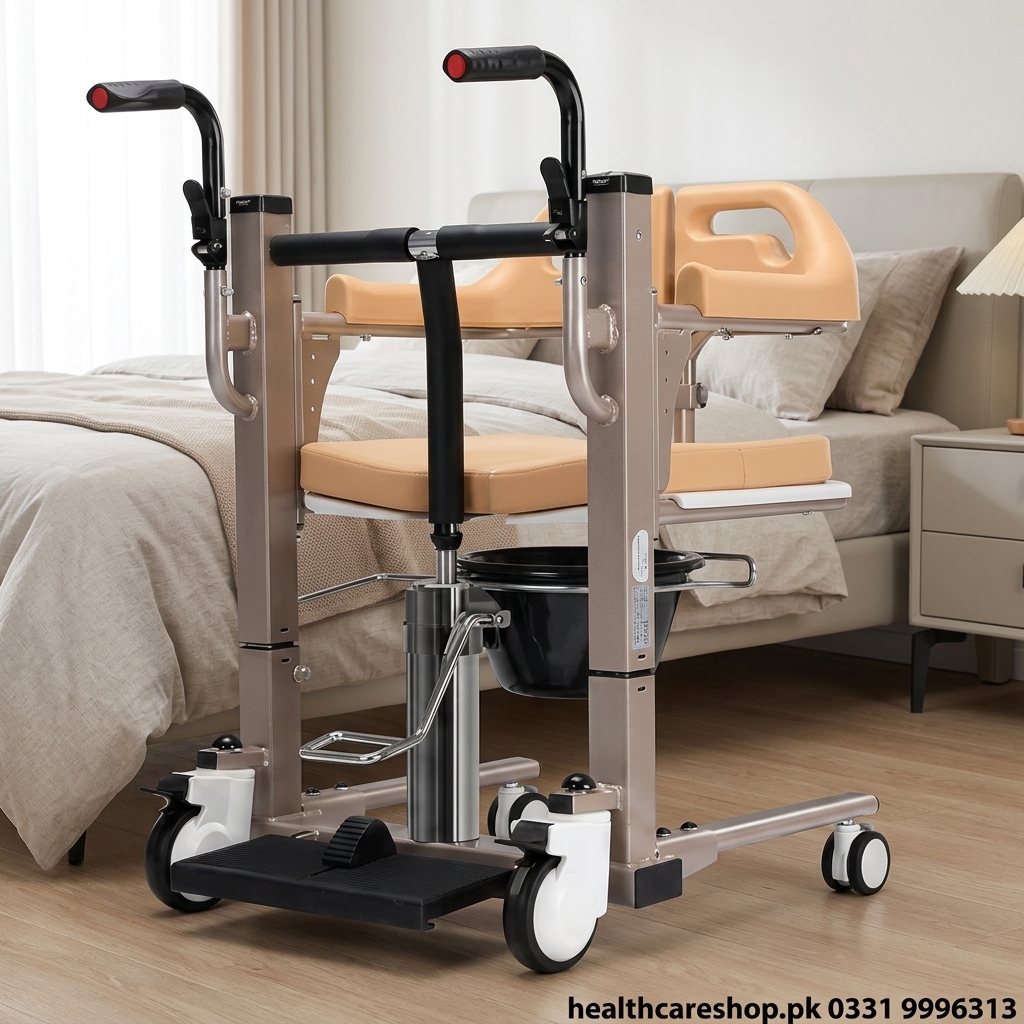 Single Hydraulic Stainless Steel Patient Transfer Chair – Multifunctional Patient Lift Wheelchair
