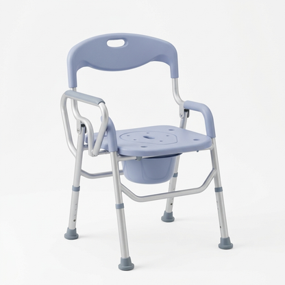 Premium 3-in-1 Folding Commode & Shower Chair | Height Adjustable Bedside Toilet Chair for Elderly & Patients