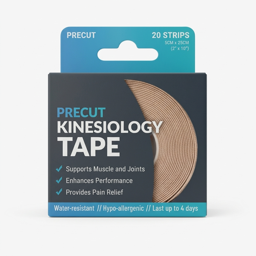 Precut Kinesiology Tape | 20 Precut Strips for Muscle & Joint Support | Water-Resistant Sports Therapy Tape