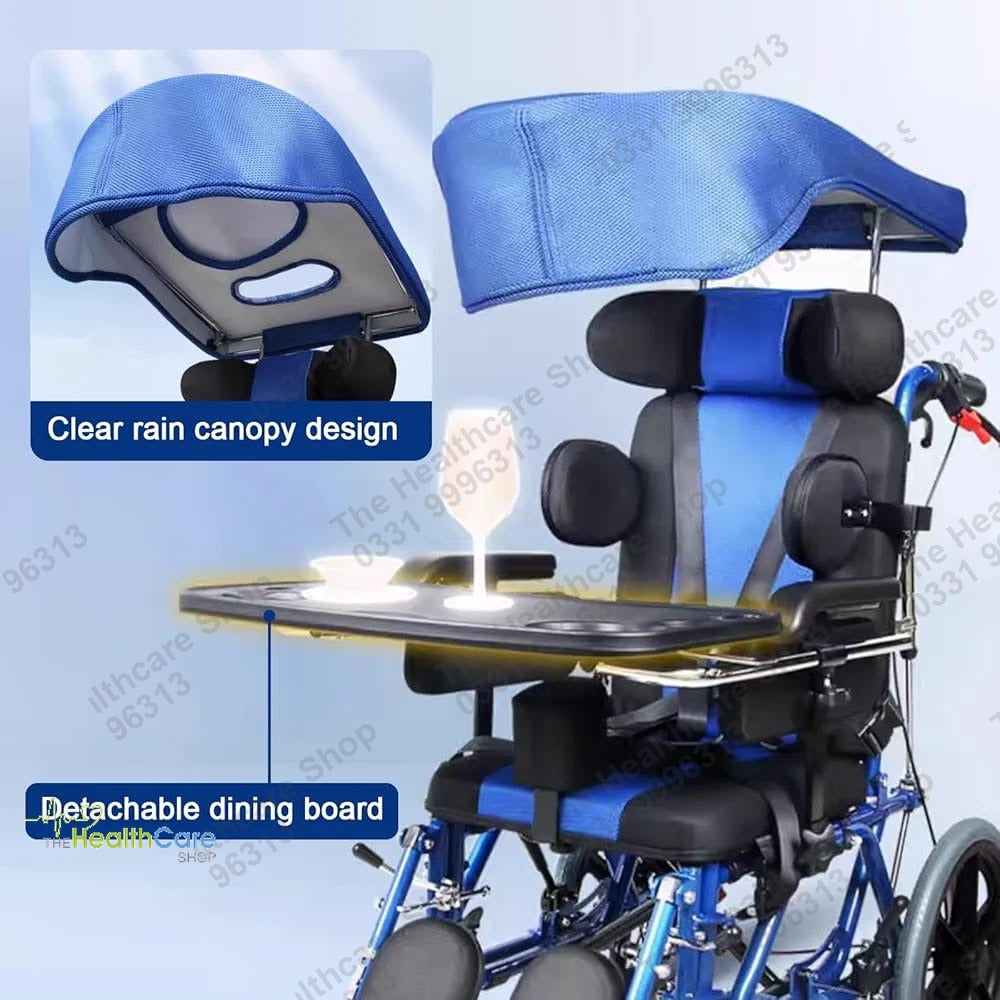 Premium Cerebral Palsy (CP) Wheelchair with Adjustable Canopy & Activity Tray