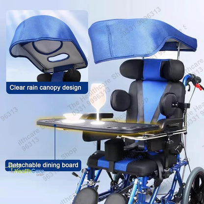 Premium Cerebral Palsy (CP) Wheelchair with Adjustable Canopy & Activity Tray