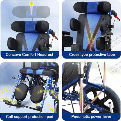 Premium Cerebral Palsy (CP) Wheelchair with Adjustable Canopy & Activity Tray