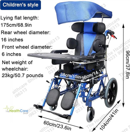 Premium Cerebral Palsy (CP) Wheelchair with Adjustable Canopy & Activity Tray