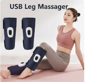 Premium USB Rechargeable Leg Massager with 360° Airbag Compression | Portable Calf and Thigh Massager Wrap with Adjustable Velcro Straps, Control Panel, and Heat Therapy