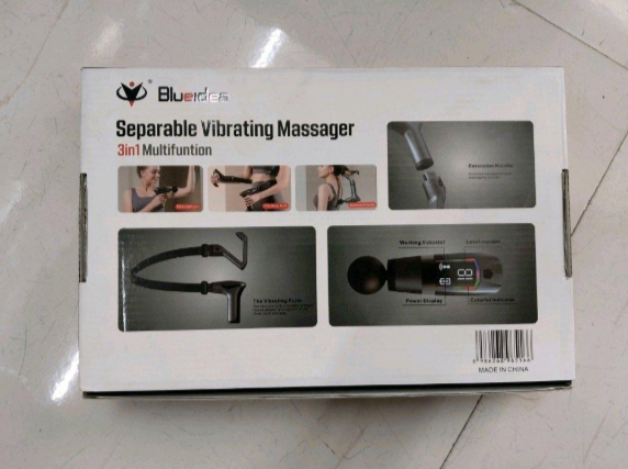 Blueidea BLD-638 3-in-1 Separable Vibrating Massage Gun with Detachable Long Handle and 4 Pro Heads for Full Body Deep Tissue Pain Relief