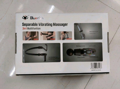 Blueidea BLD-638 3-in-1 Separable Vibrating Massage Gun with Detachable Long Handle and 4 Pro Heads for Full Body Deep Tissue Pain Relief